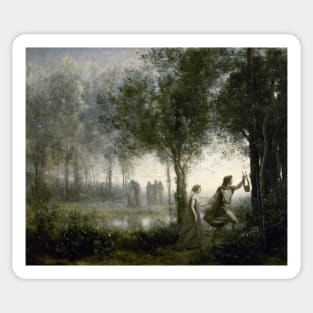 Orpheus Leading Eurydice from the Underworld by Jean-Baptiste-Camille Corot Sticker